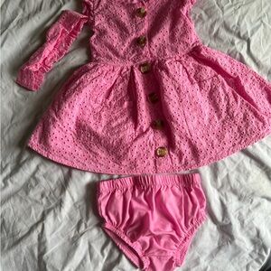 Little Lass Pink Eyelet Dress with Bloomers